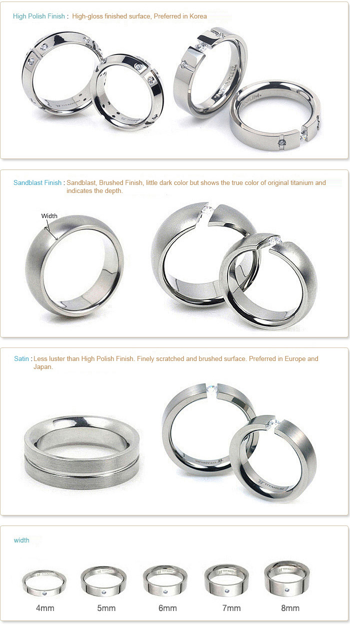 Surface treatment type of TATIAS TItanium Ring and Ring Width