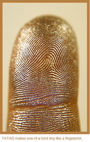 TATIAS makes one-of-a kind titanium ring like a fingerprint.